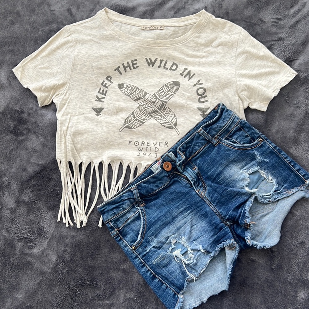 Bundle crop top and Jean shorts
